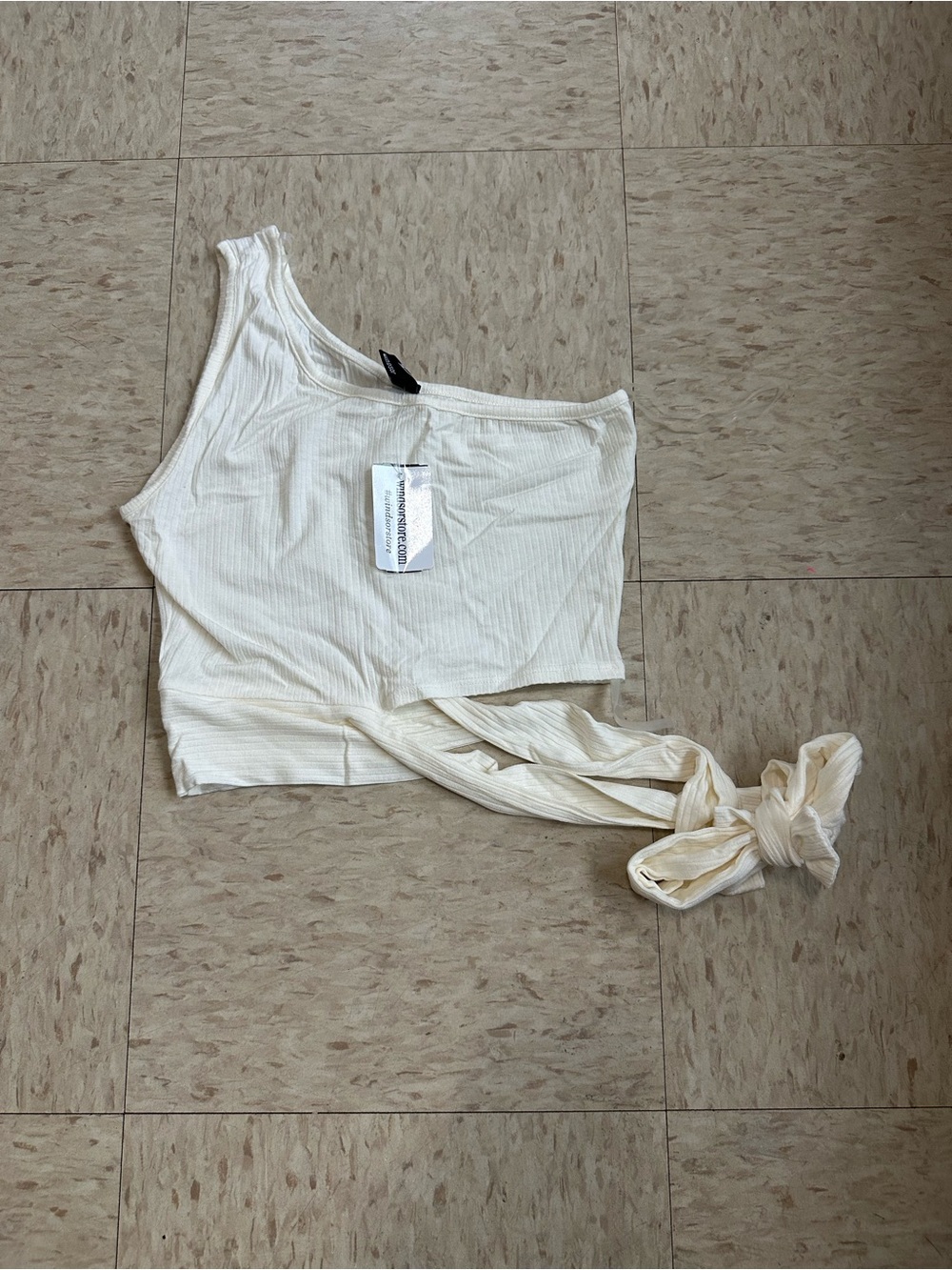 Windsor One-Shoulder Tie-Front Crop Top